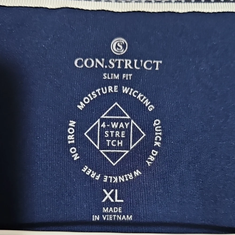 Men's Construct Blue Patterned Button Down Shirt No Iron Moisture Wicking